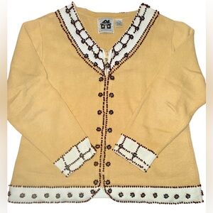 EUC Vintage Storybook Knits Beaded “Jewels of Summer” Large LS Sweater Gift